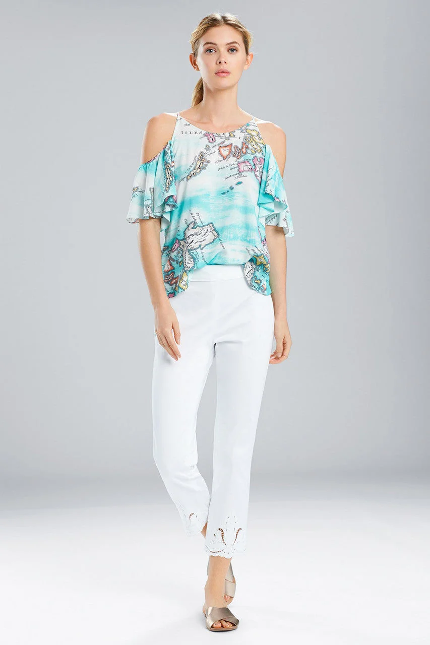 Jeepney and Map Cold Shoulder Camisole-Turquoise - Image 2