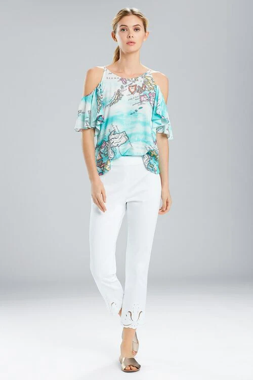 Jeepney and Map Cold Shoulder Camisole-Turquoise - Image 5