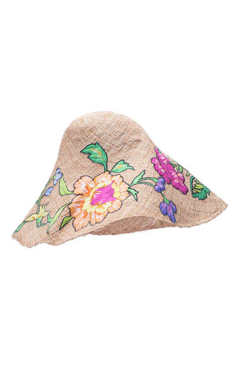 Junko Embroidered Raffia Hat