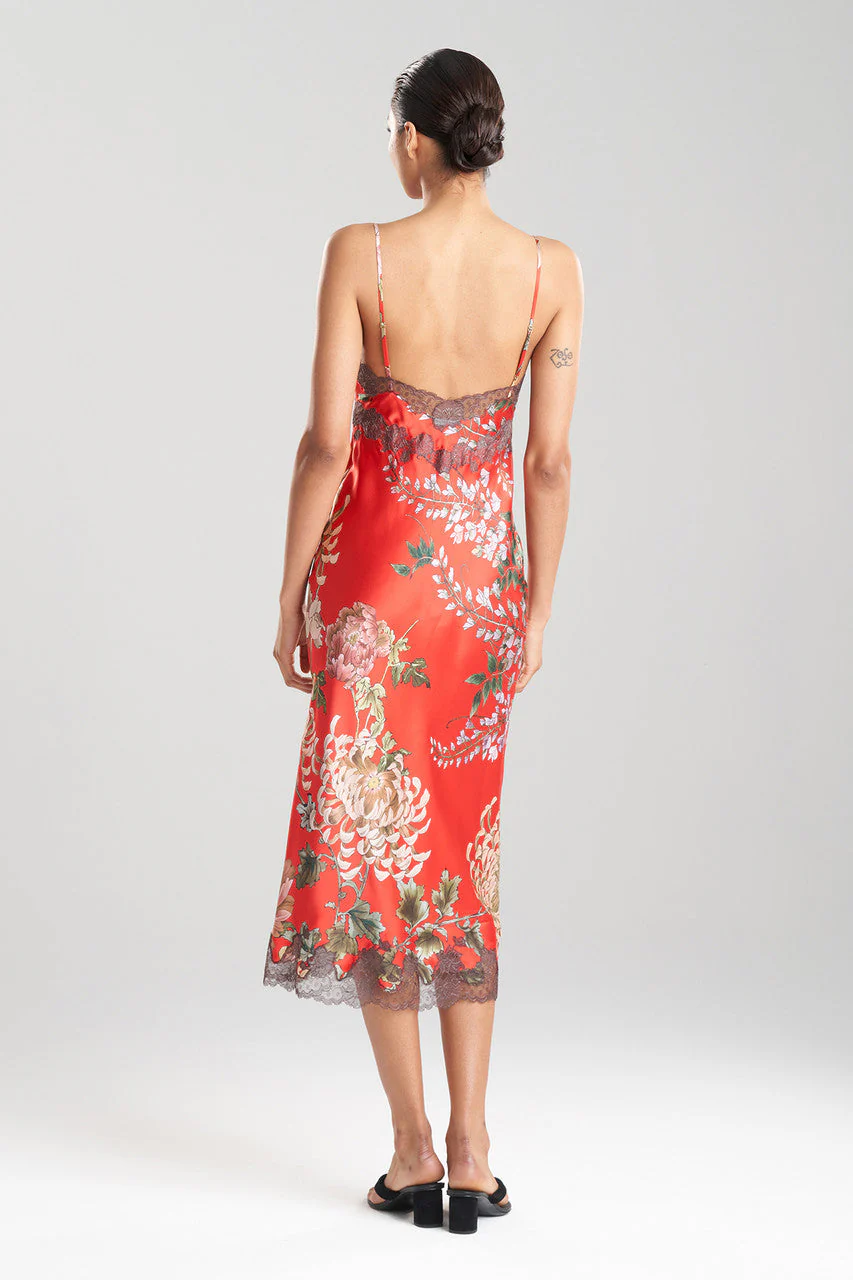 Kairaku Garden Charmeuse Lace Slit Silk Gown - Image 2
