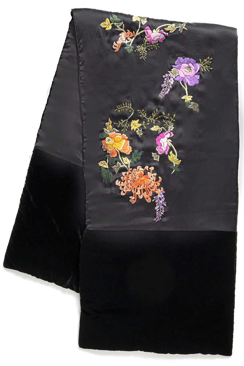Kairaku Garden Embroidery Padded Silk Stole Scarf - Image 2