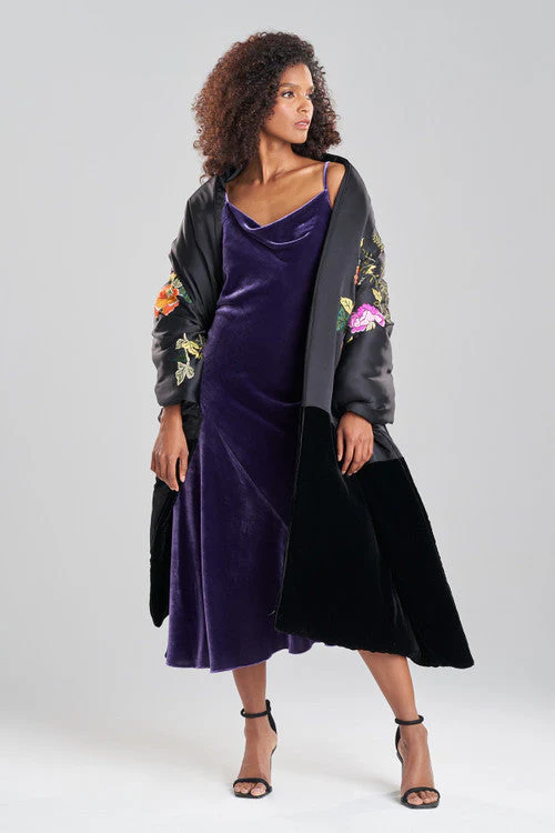 Kairaku Garden Embroidery Padded Silk Stole Scarf - Image 6