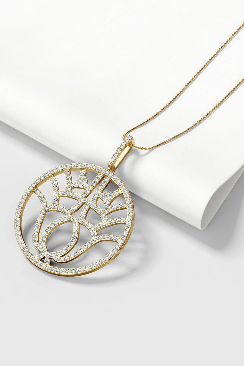 Kamon 14k Open Diamond Pendant Necklace