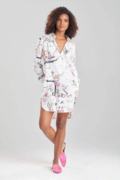 Kana Printed Cotton Sateen Sleepshirt - Image 4