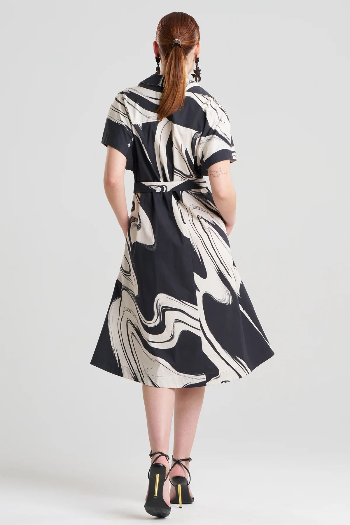 Kaze Cotton Short Sleeve Trapeze Dress - Image 3