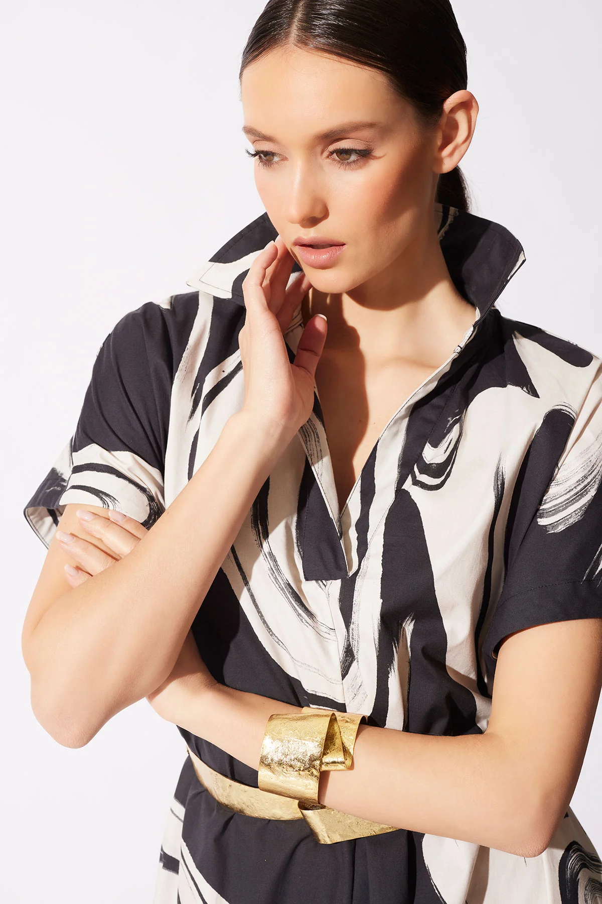 Kaze Cotton Short Sleeve Trapeze Dress - Image 4