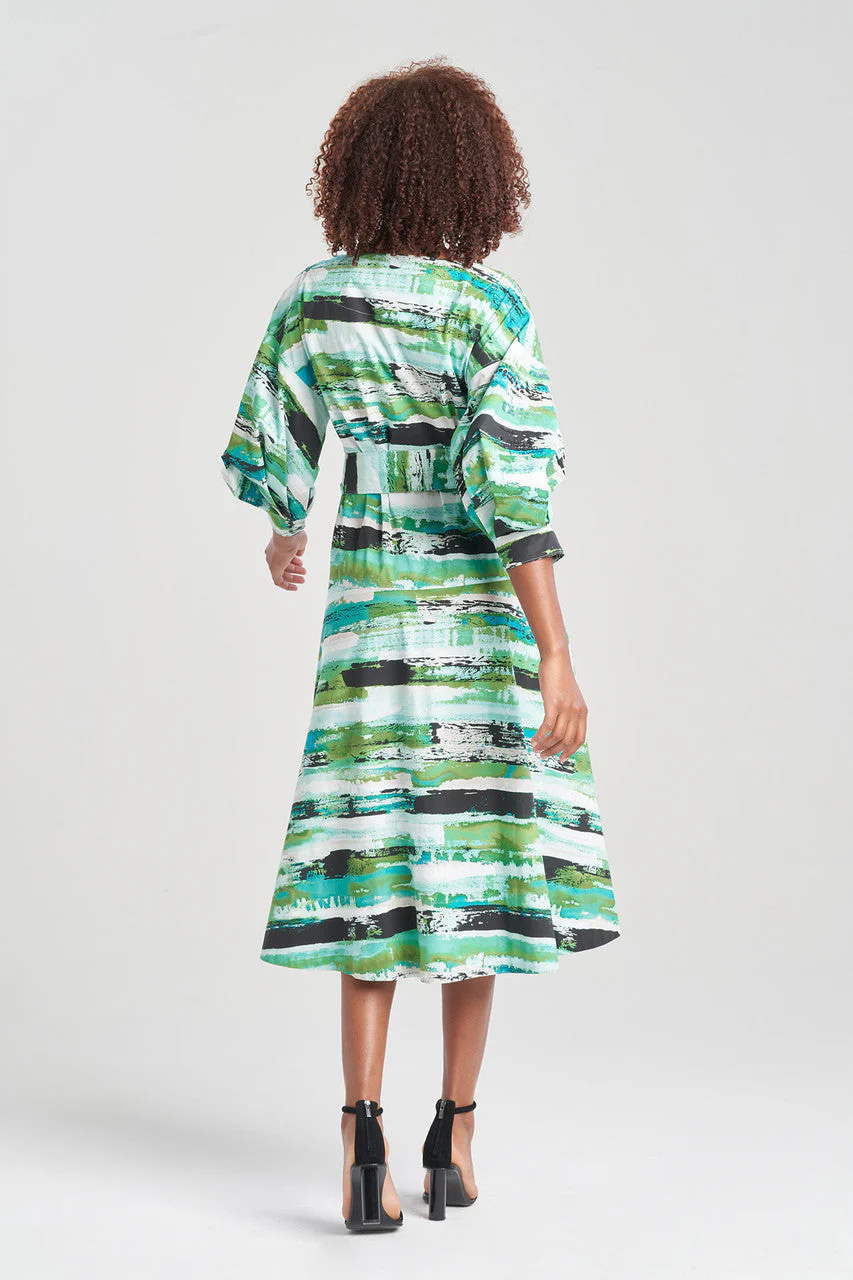 Kazuki Cotton Poplin Boat Neck Embroidered Belted Midi Dress - Image 3