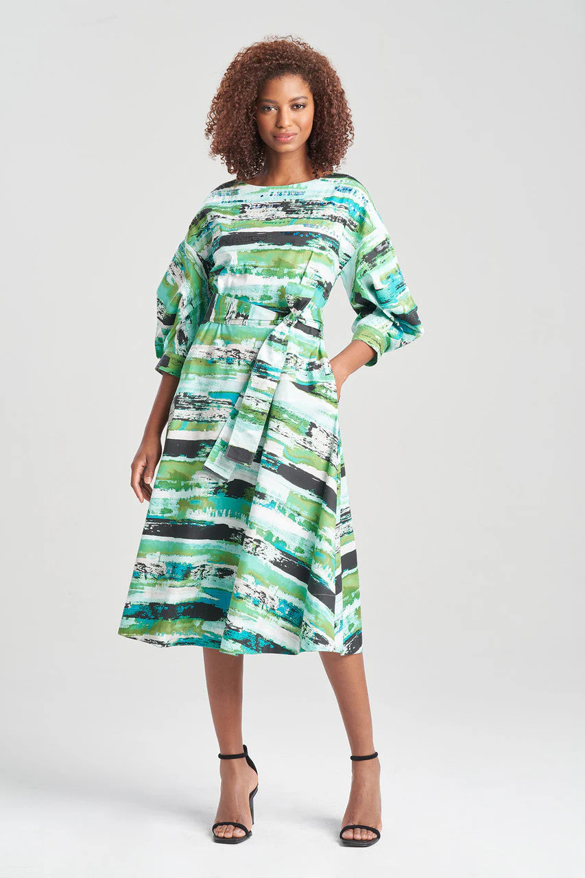 Kazuki Cotton Poplin Boat Neck Embroidered Belted Midi Dress - Image 4