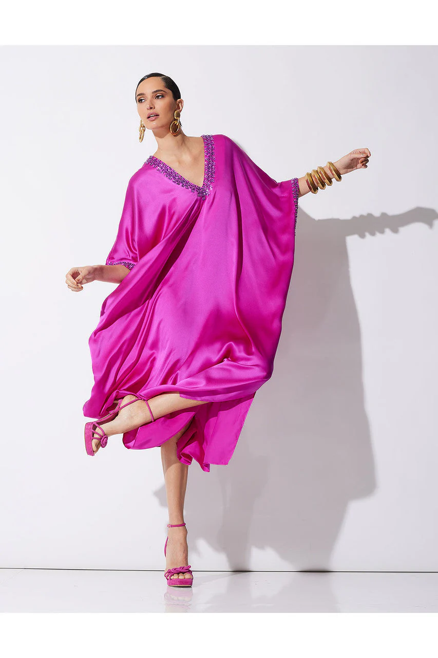 Key Essentials Embellished Cocoon Silk Caftan - Image 3