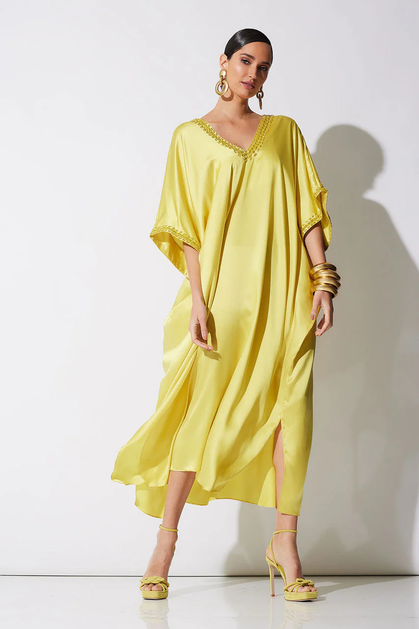 Key Essentials Embellished Cocoon Silk Caftan - Image 4