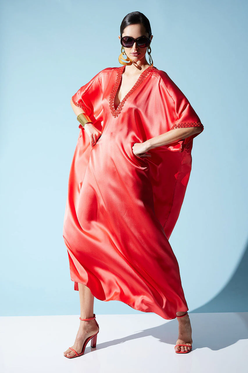 Key Essentials Embellished Cocoon Silk Caftan - Image 5