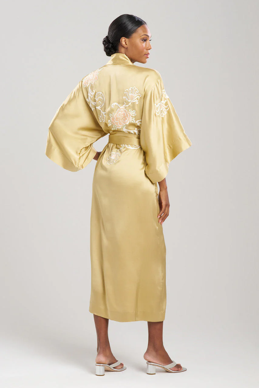 Key Essentials Embroidered Floral Scroll Tassel Silk Robe - Image 2