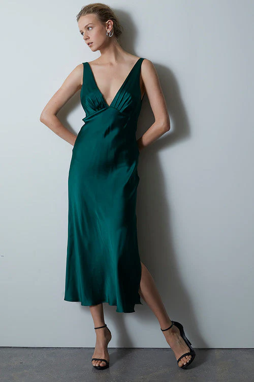Key Essentials Silk V-Neck Slip Dress