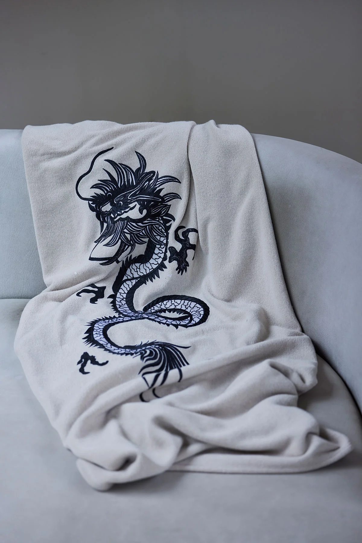 Kham Embroidered Dragon Throw Blanket