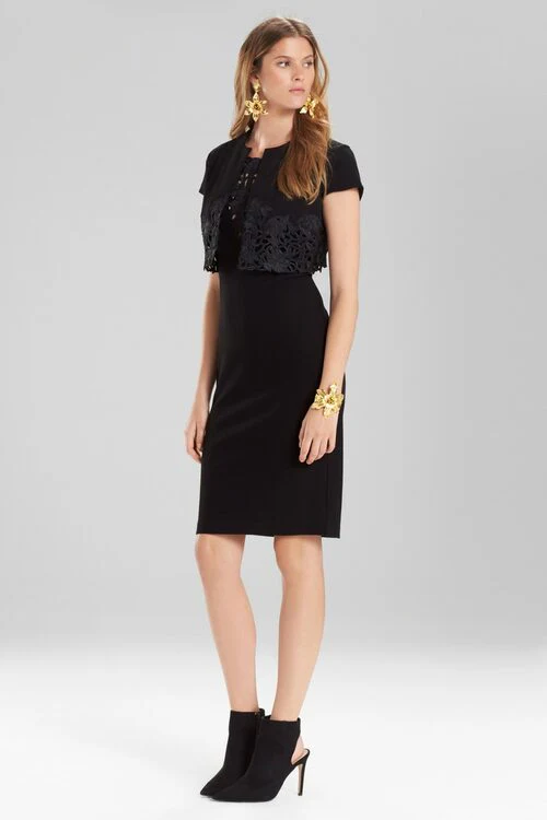 Knit Crepe Bolero With Cutwork Embroidery - Image 5