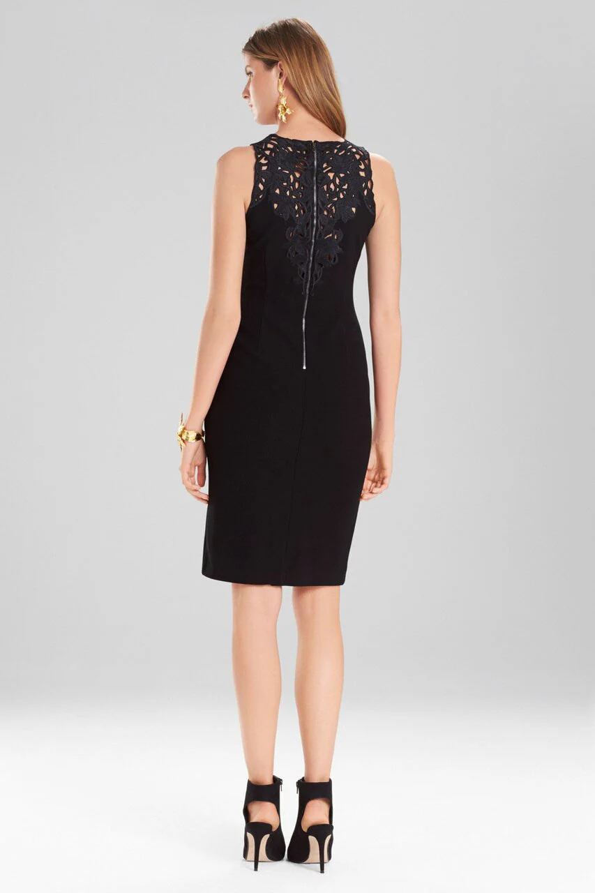 Knit Crepe Embroidered Sheath Dress - Image 3