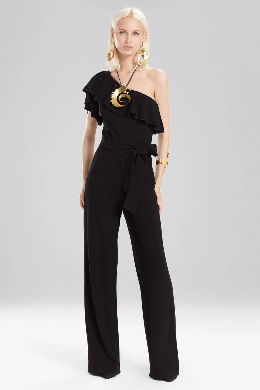 Knit Crepe One Shoulder Ruffle Jumpsuit - Image 2
