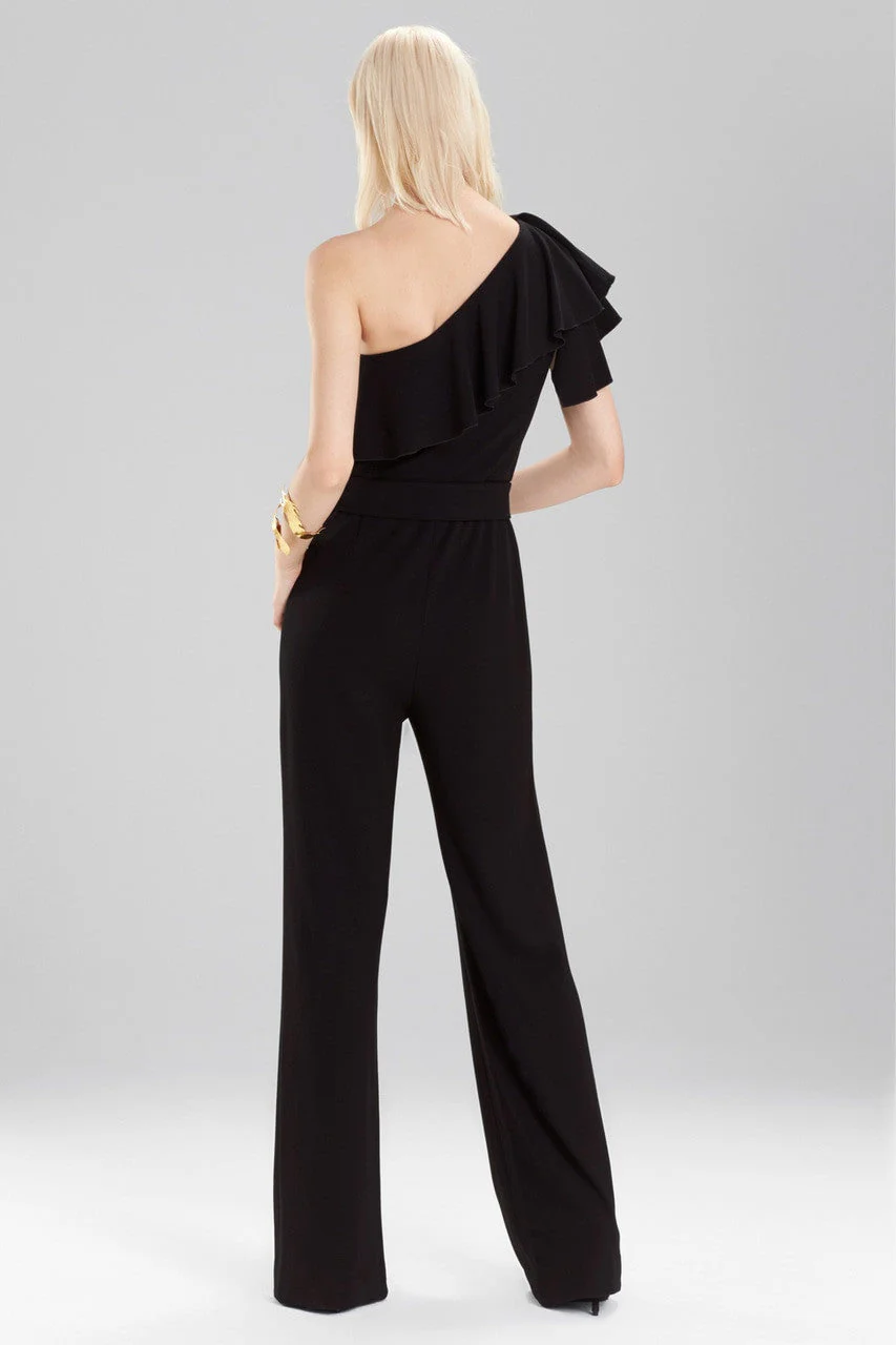 Knit Crepe One Shoulder Ruffle Jumpsuit - Image 3