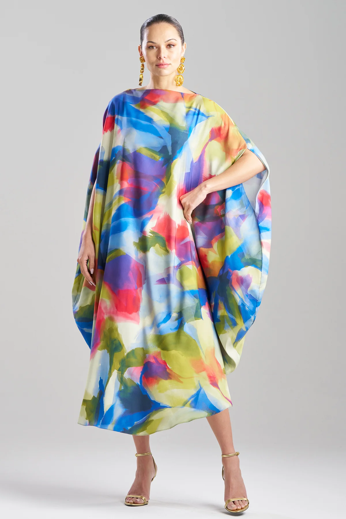 Kumo Printed Stretch Satin Caftan