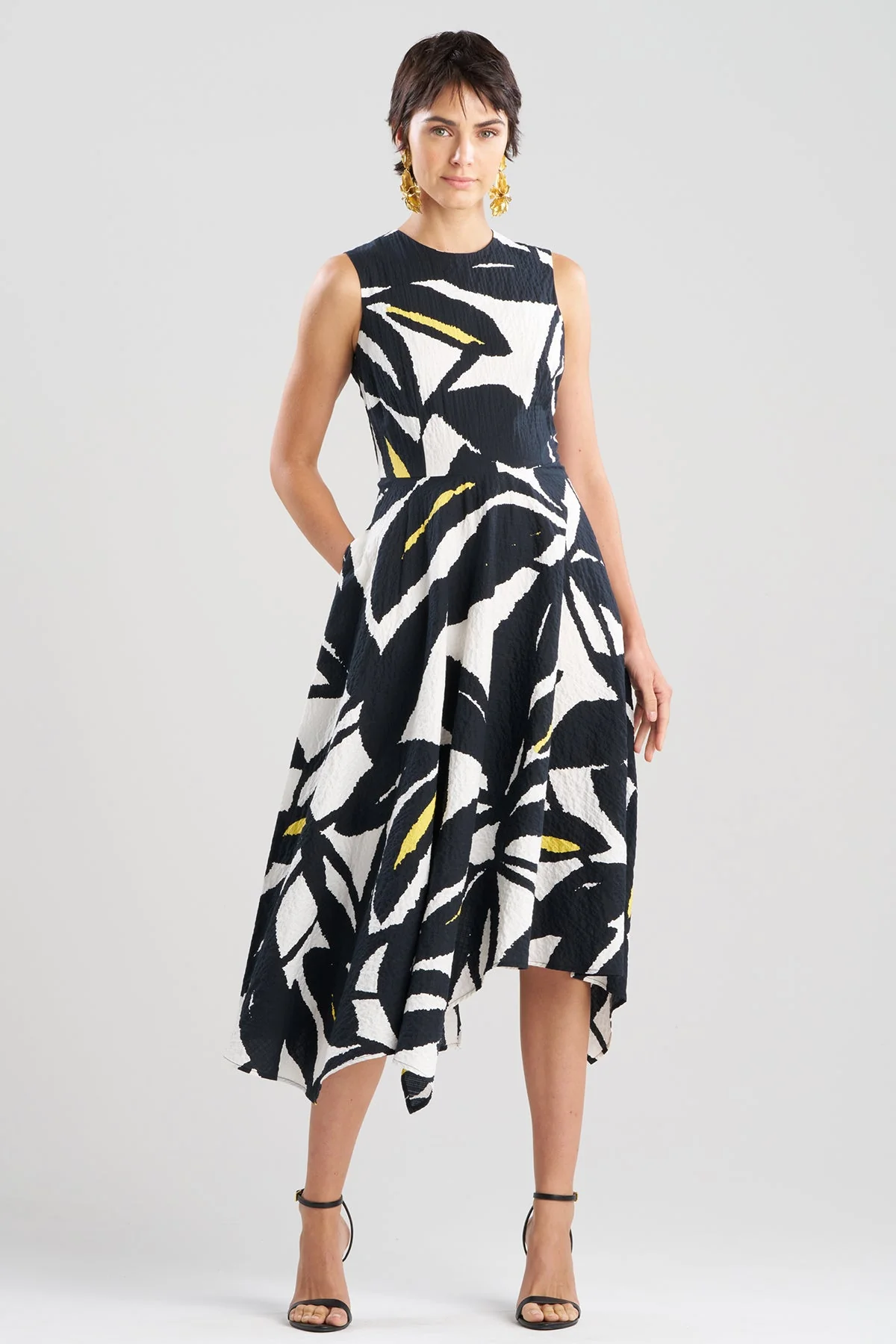 Leaf Matelassé Cotton Origami Maxi Dress - Image 2