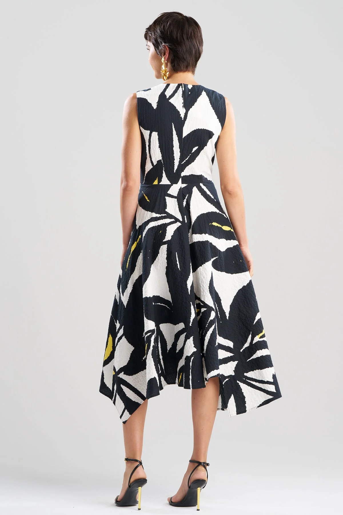 Leaf Matelassé Cotton Origami Maxi Dress - Image 3