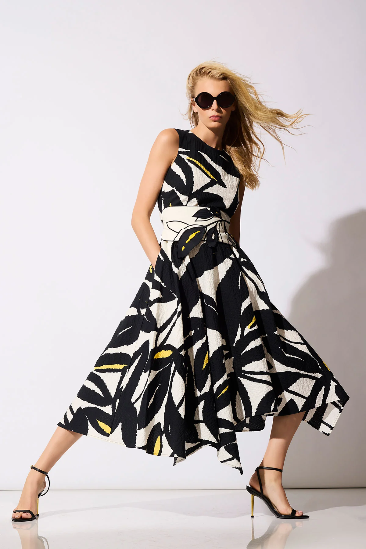 Leaf Matelassé Cotton Origami Maxi Dress - Image 4