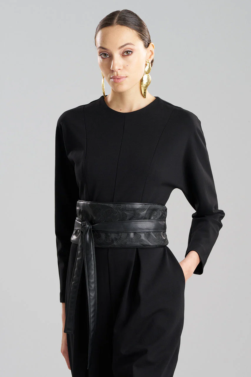 Leticia Embroidered Faux Leather Obi Belt - Image 2