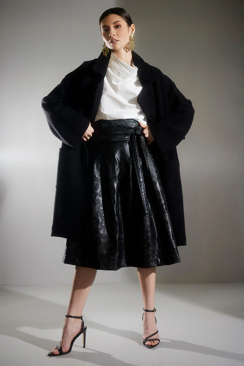 Leticia Embroidered Faux Leather Skirt - Image 5