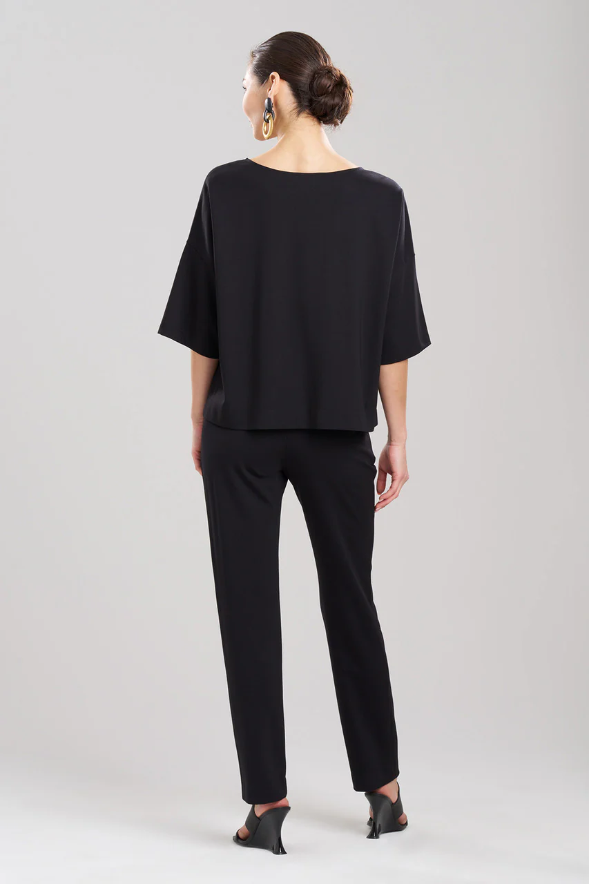 Light Weight Ponte Embroidered Boat Neck Top - Image 2