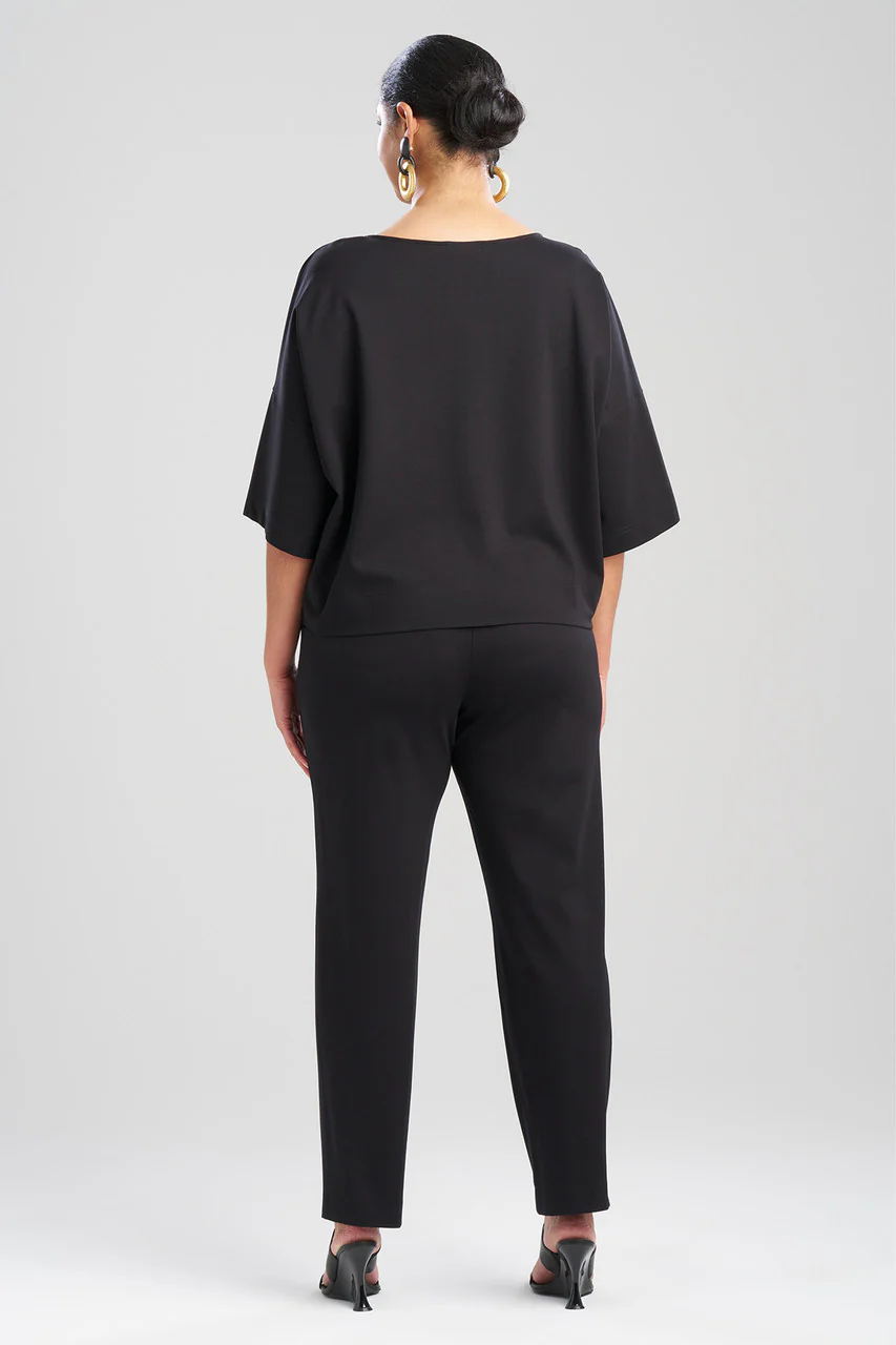 Light Weight Ponte Embroidered Boat Neck Top - Image 4