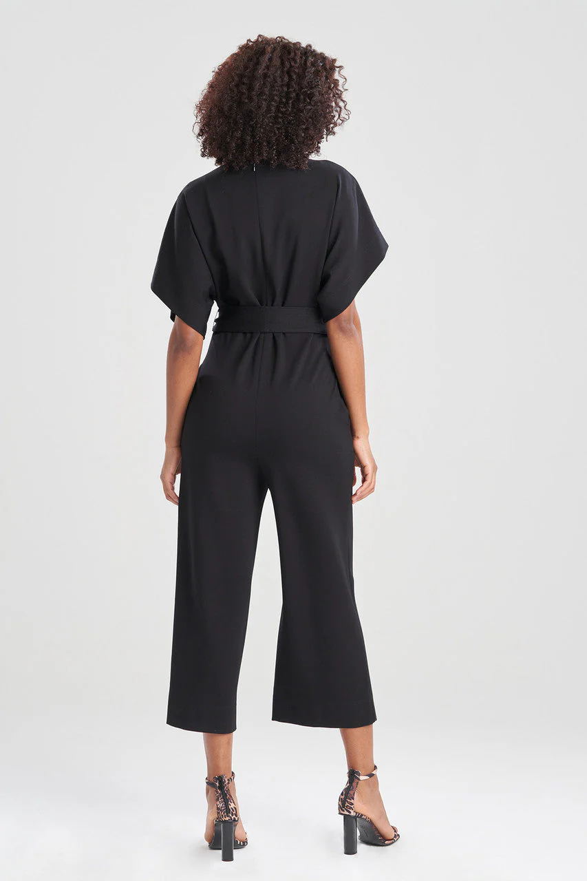 Light Weight Ponte Kimono V-Neck Jumpsuit - Image 2