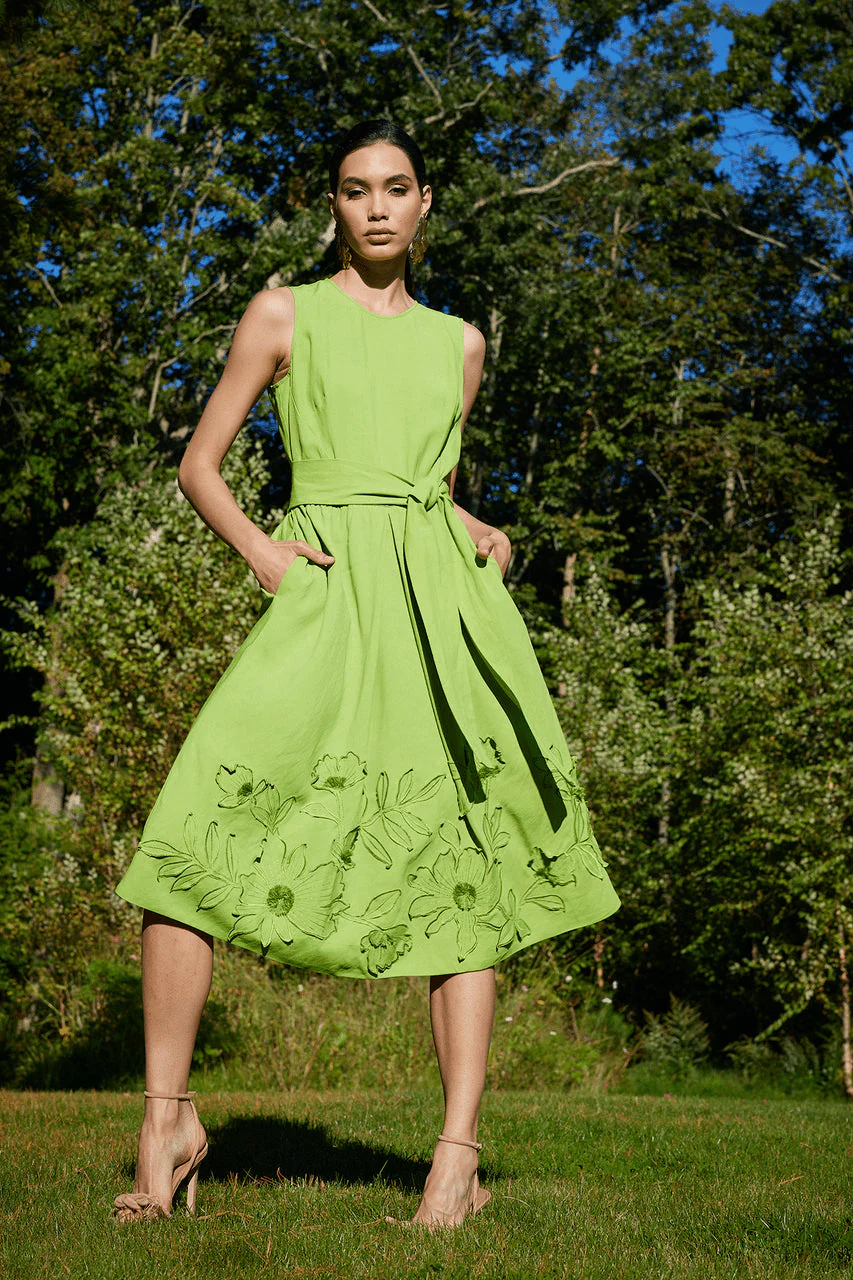 Linen Embroidered Fit & Flare Dress - Image 5