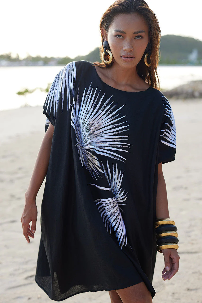Linen Embroidered Short Caftan - Image 4