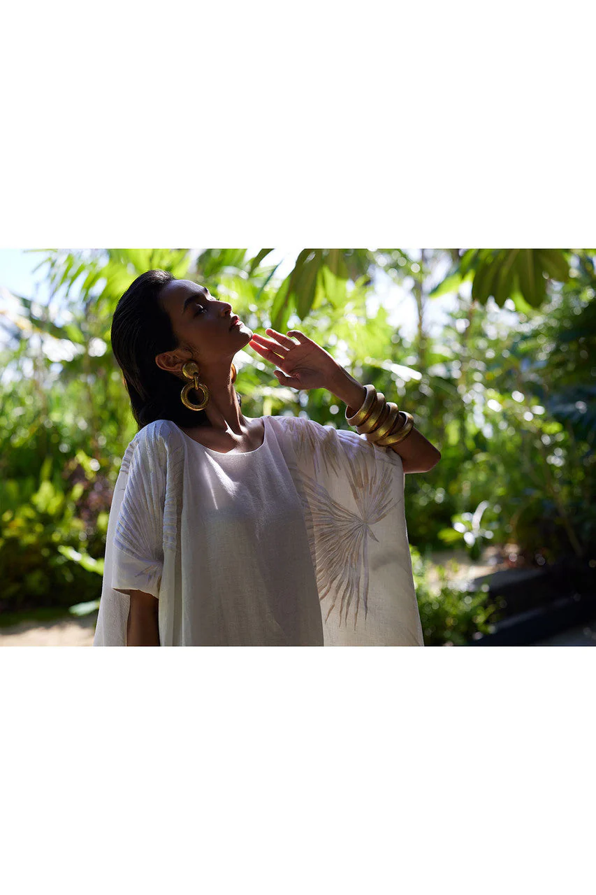 Linen Embroidered Short Caftan - Image 4