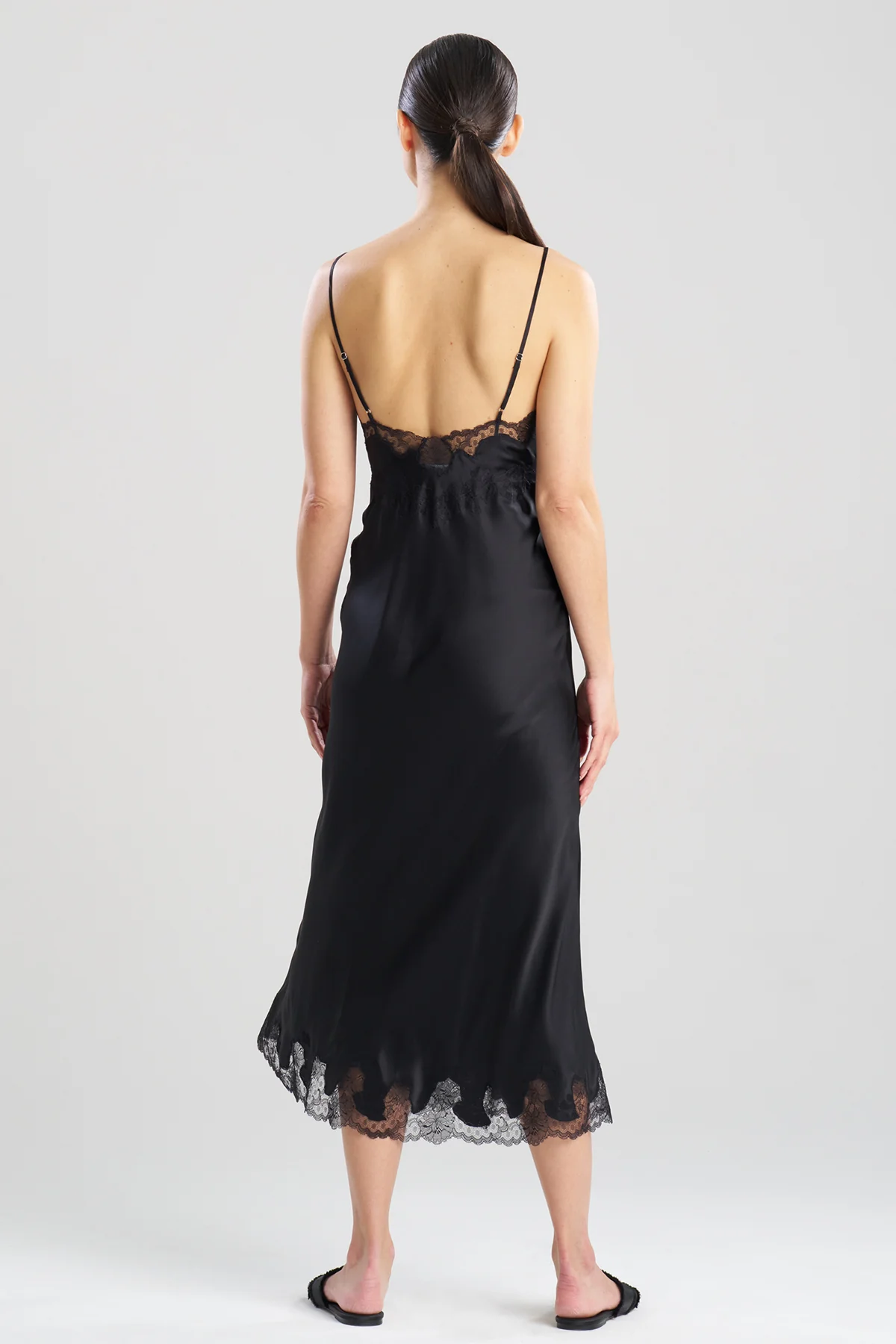 Lolita Lace Slit Silk Slip Dress - Image 2