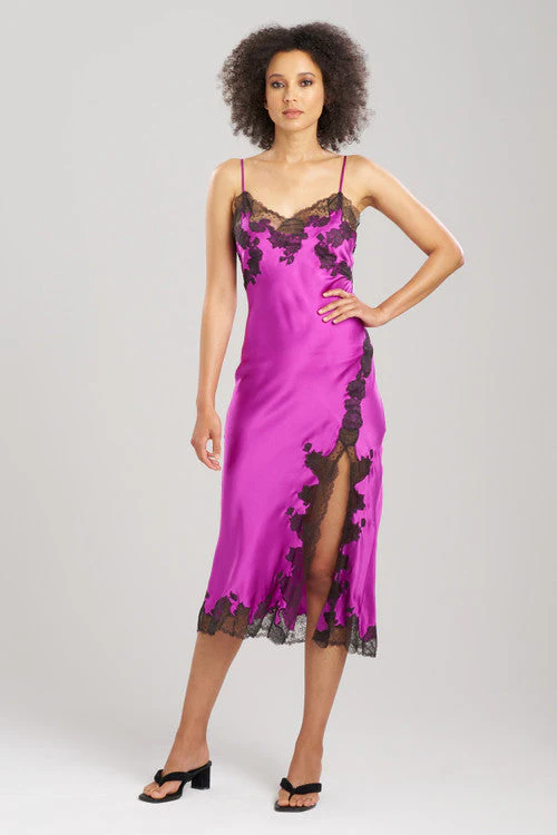Lolita Lace Slit Silk Slip Dress