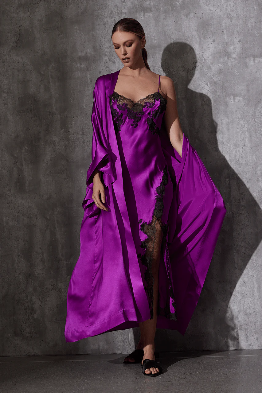 Lolita Lace Slit Silk Slip Dress - Image 3