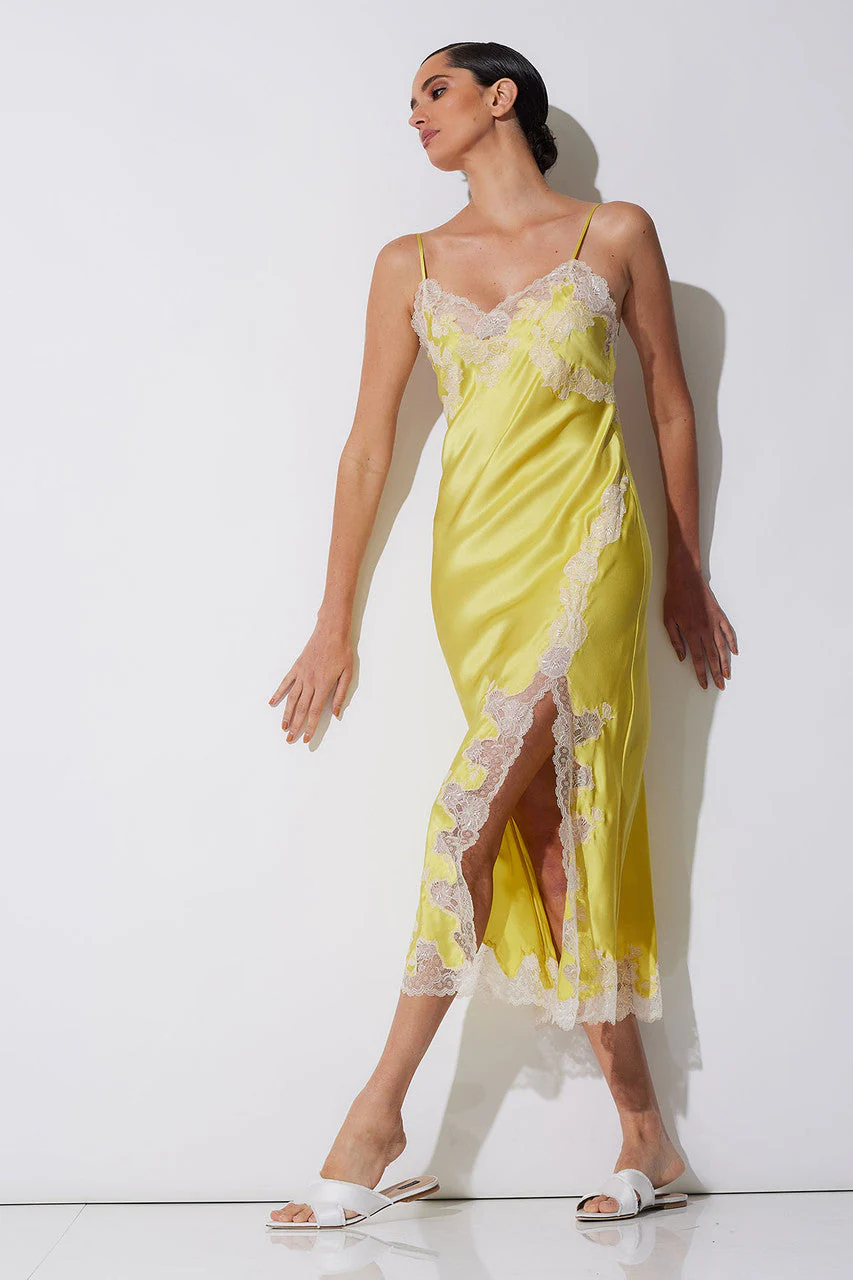 Lolita Lace Slit Silk Slip Dress - Image 3