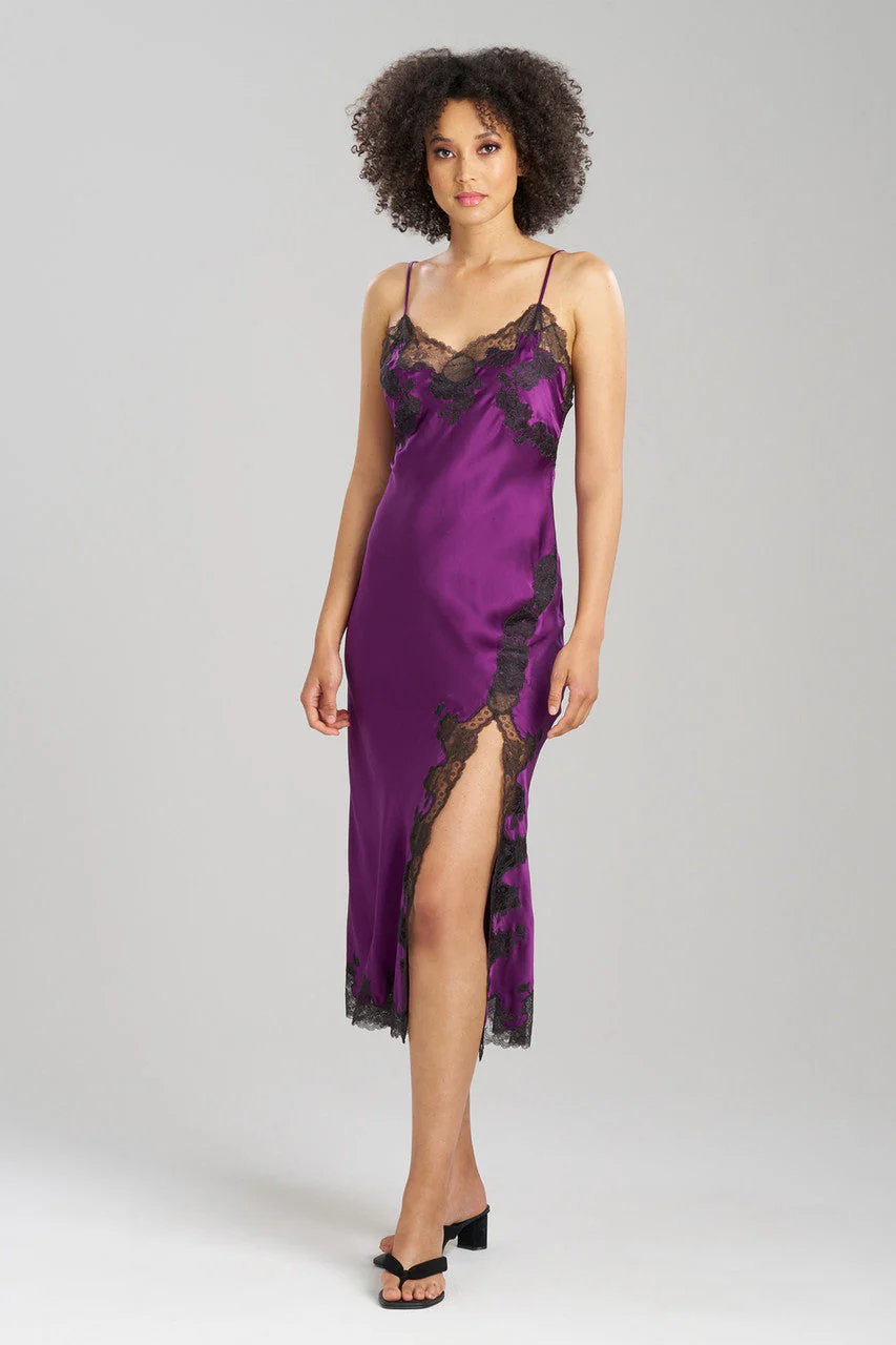 Lolita Lace Slit Silk Slip Dress
