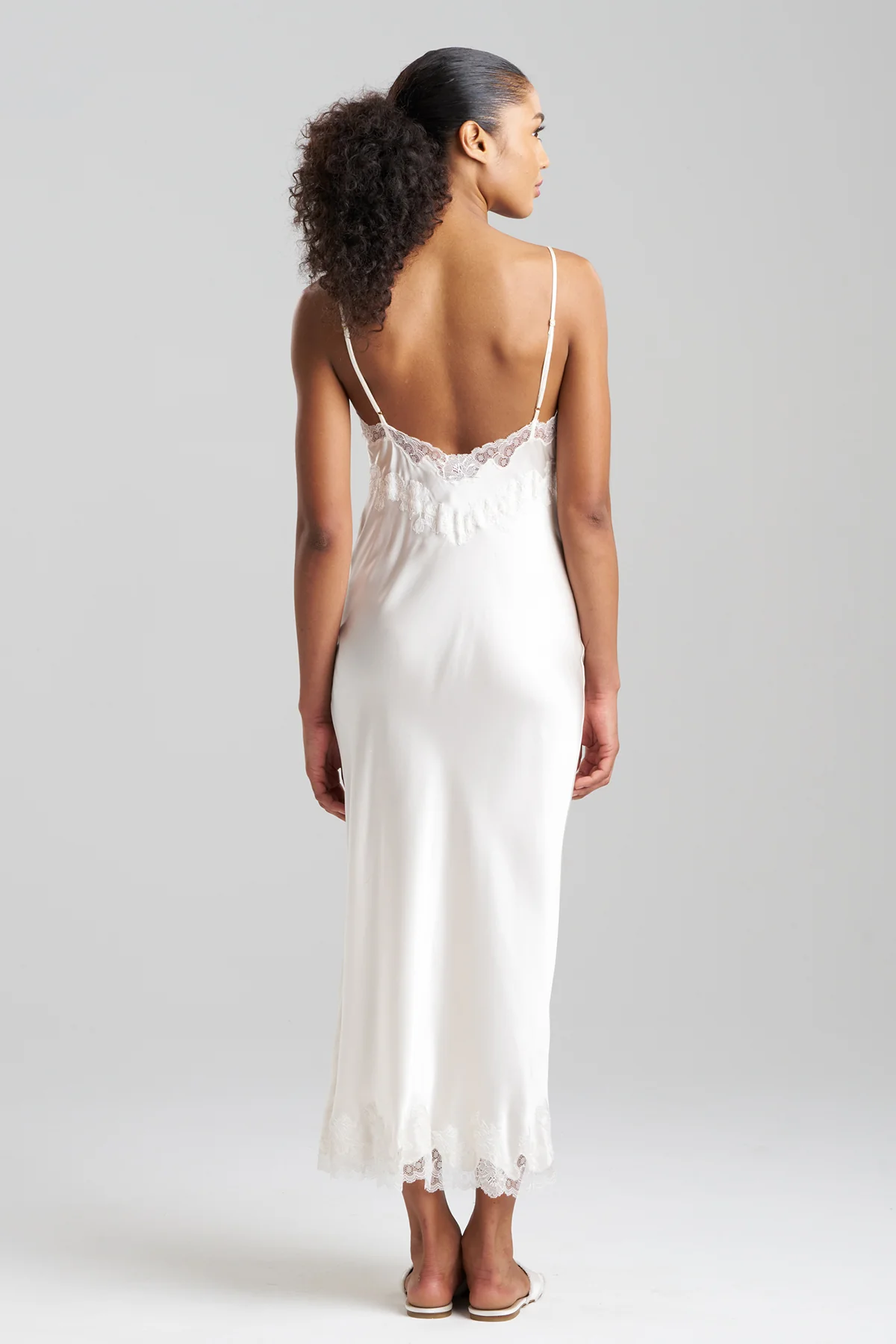 Lolita Lace Slit Silk Slip Dress - Image 3