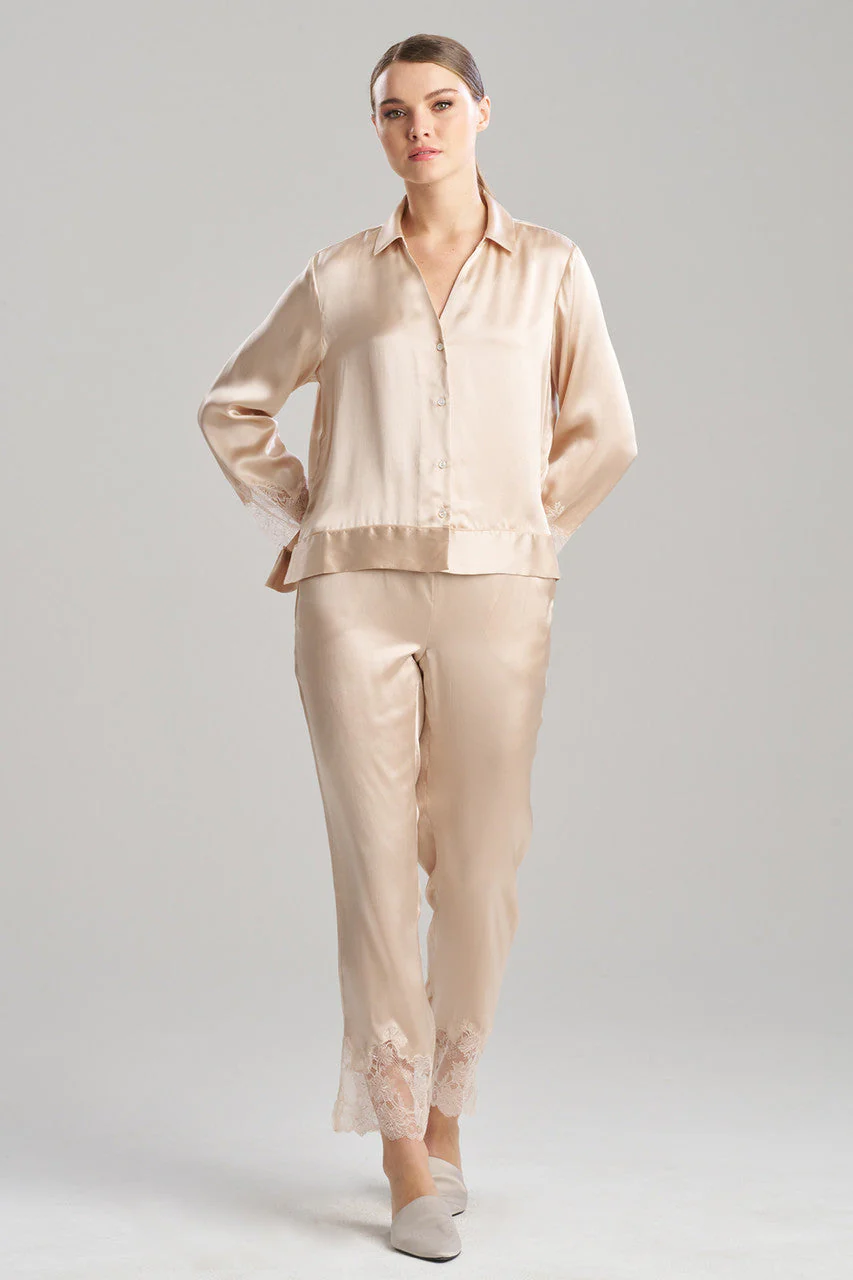 Lolita Lace Trim Silk Notch PJ