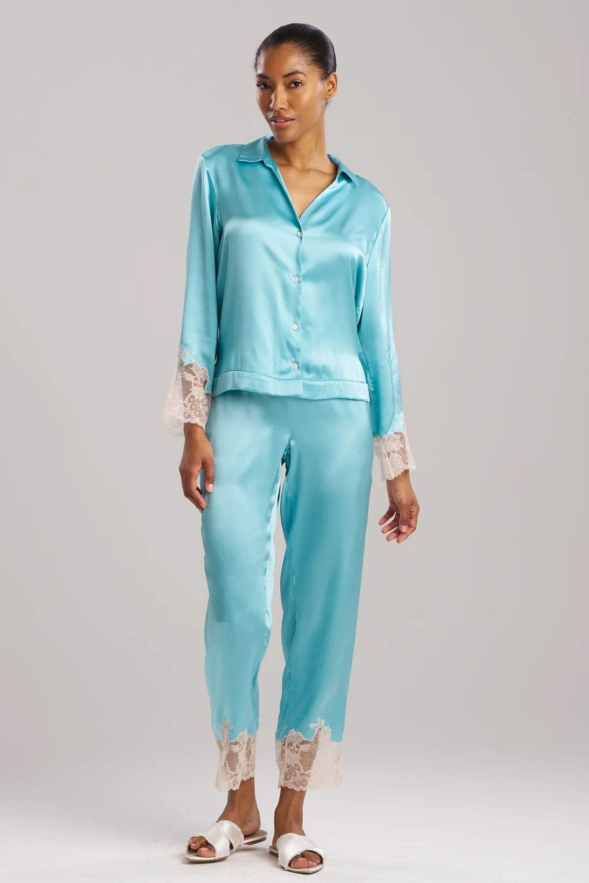 Lolita Lace Trim Silk Notch PJ - Image 2