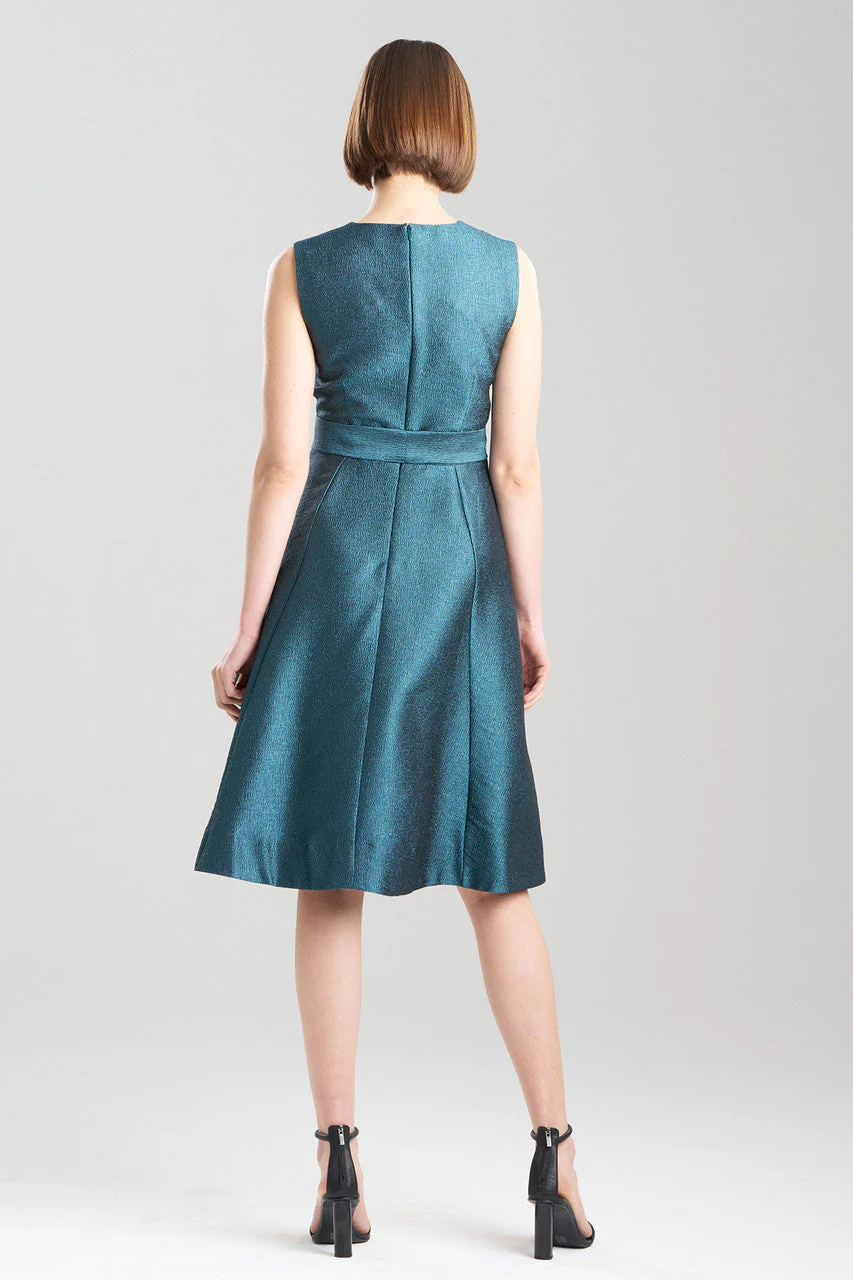 Lustrous Textured Jacquard Fit & Flare Dress - Image 3