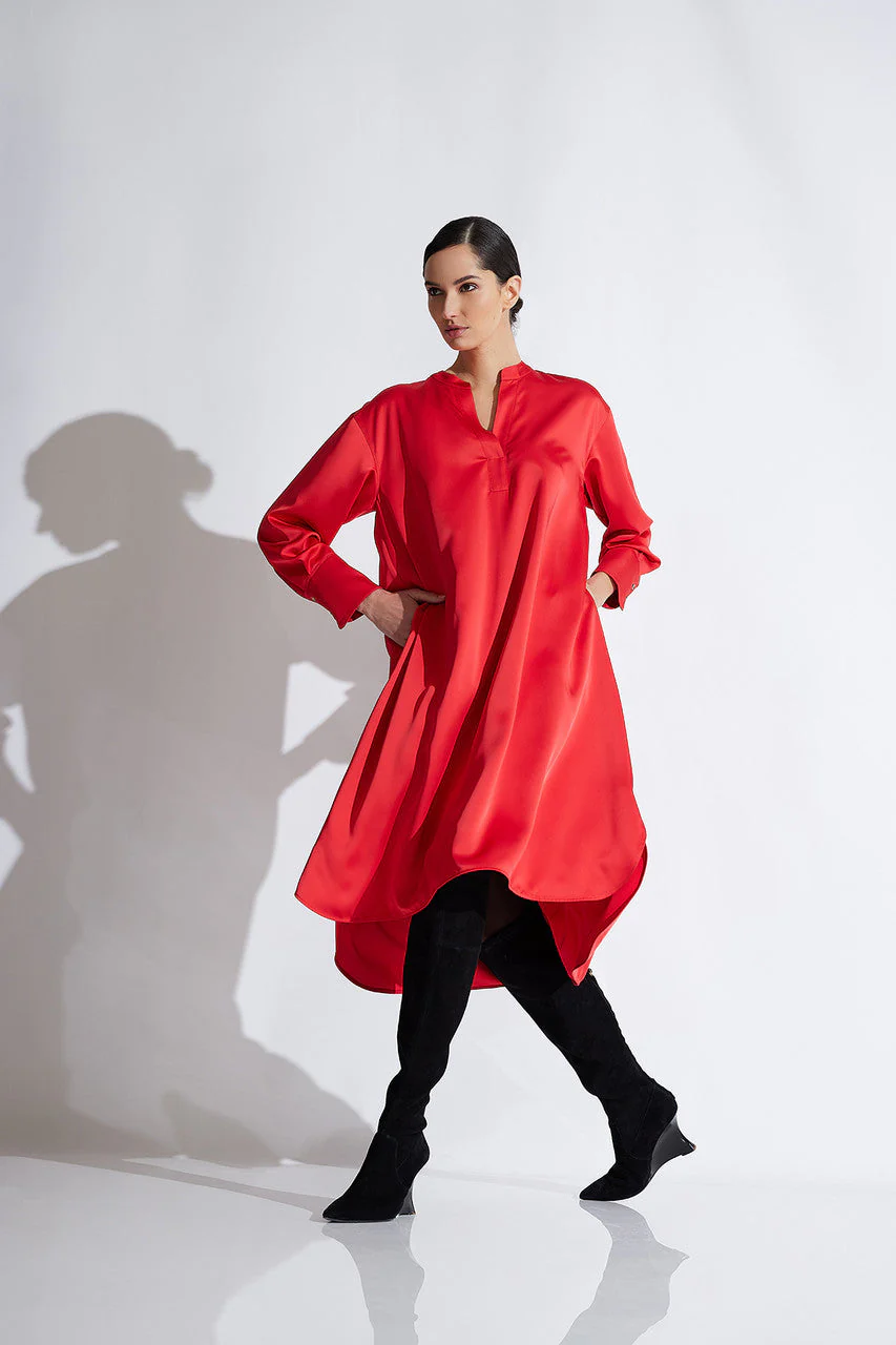 Luxe Charmeuse Oversized Shirtdress - Image 4
