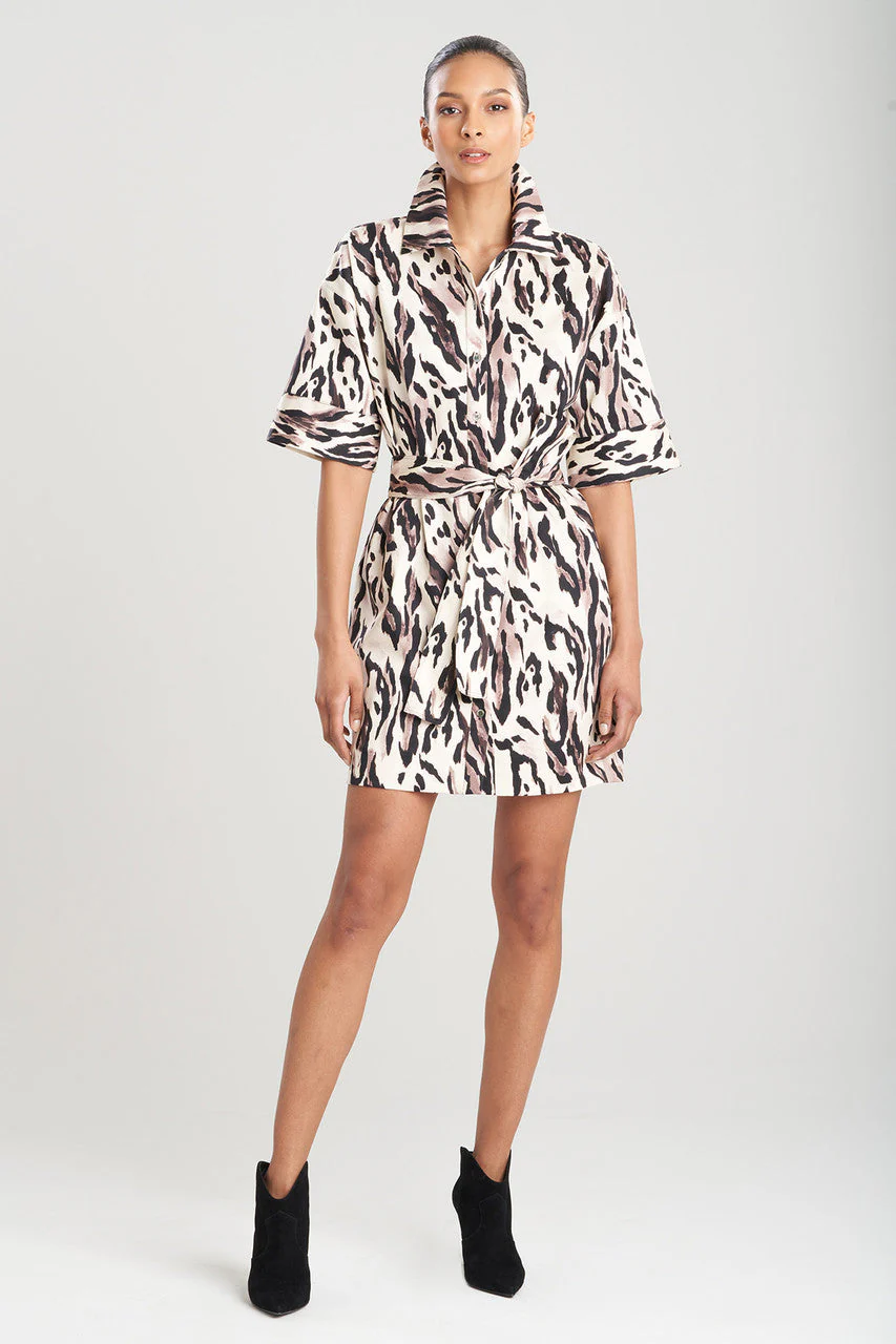 Lynx Cotton Sateen Belted Shirtdress - Image 3