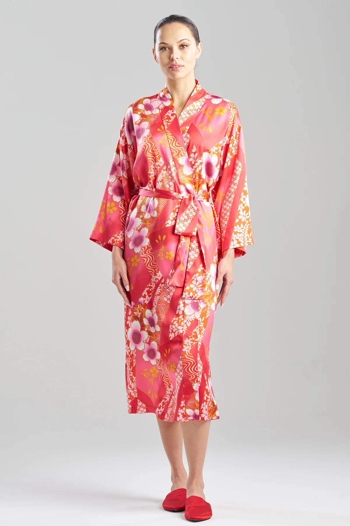 Magnolia Printed Satin Robe