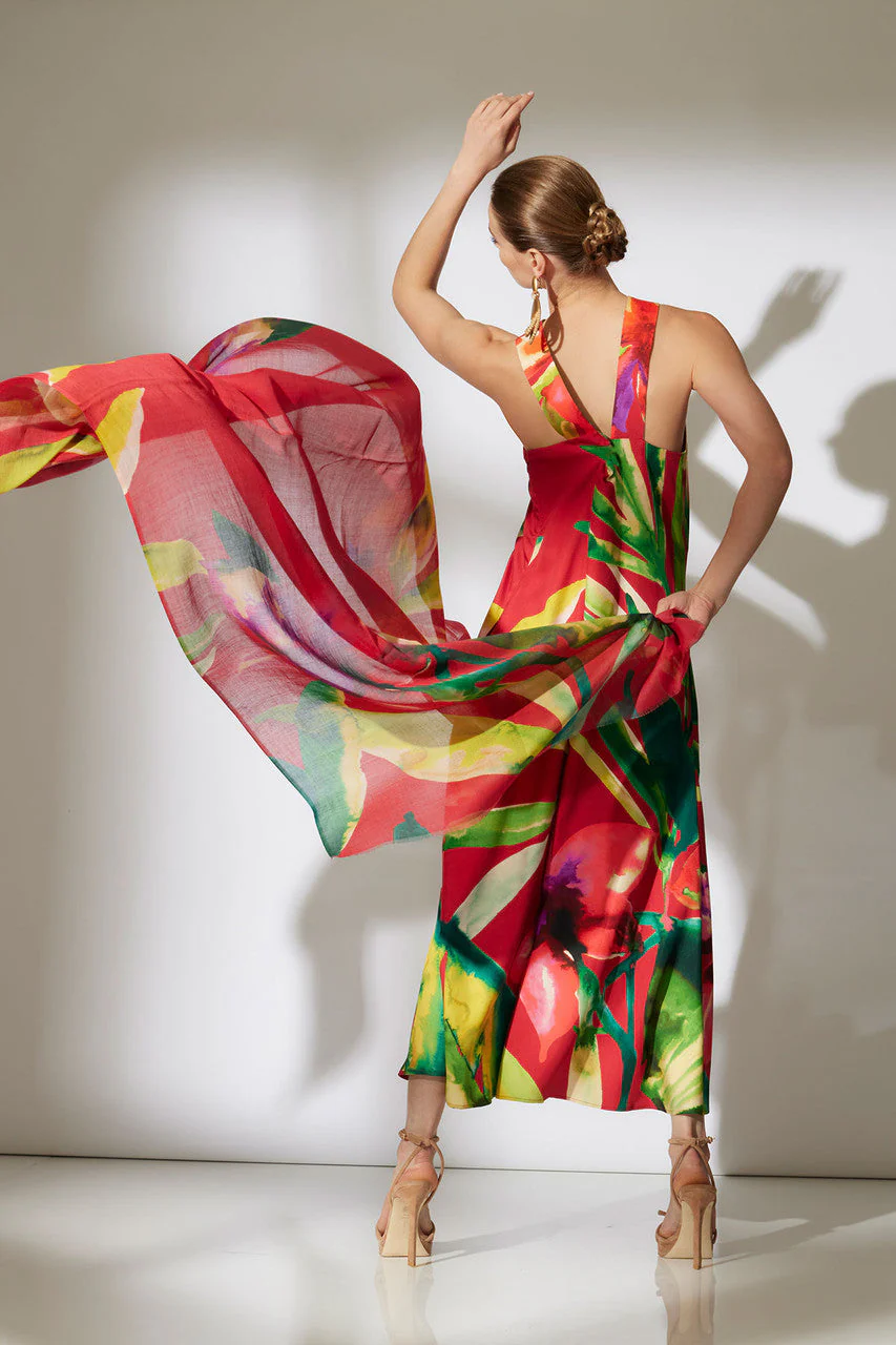 Mallorca Printed Cotton Silk Scarf - Image 2