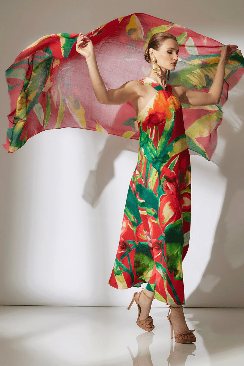 Mallorca Printed Cotton Silk Scarf - Image 3