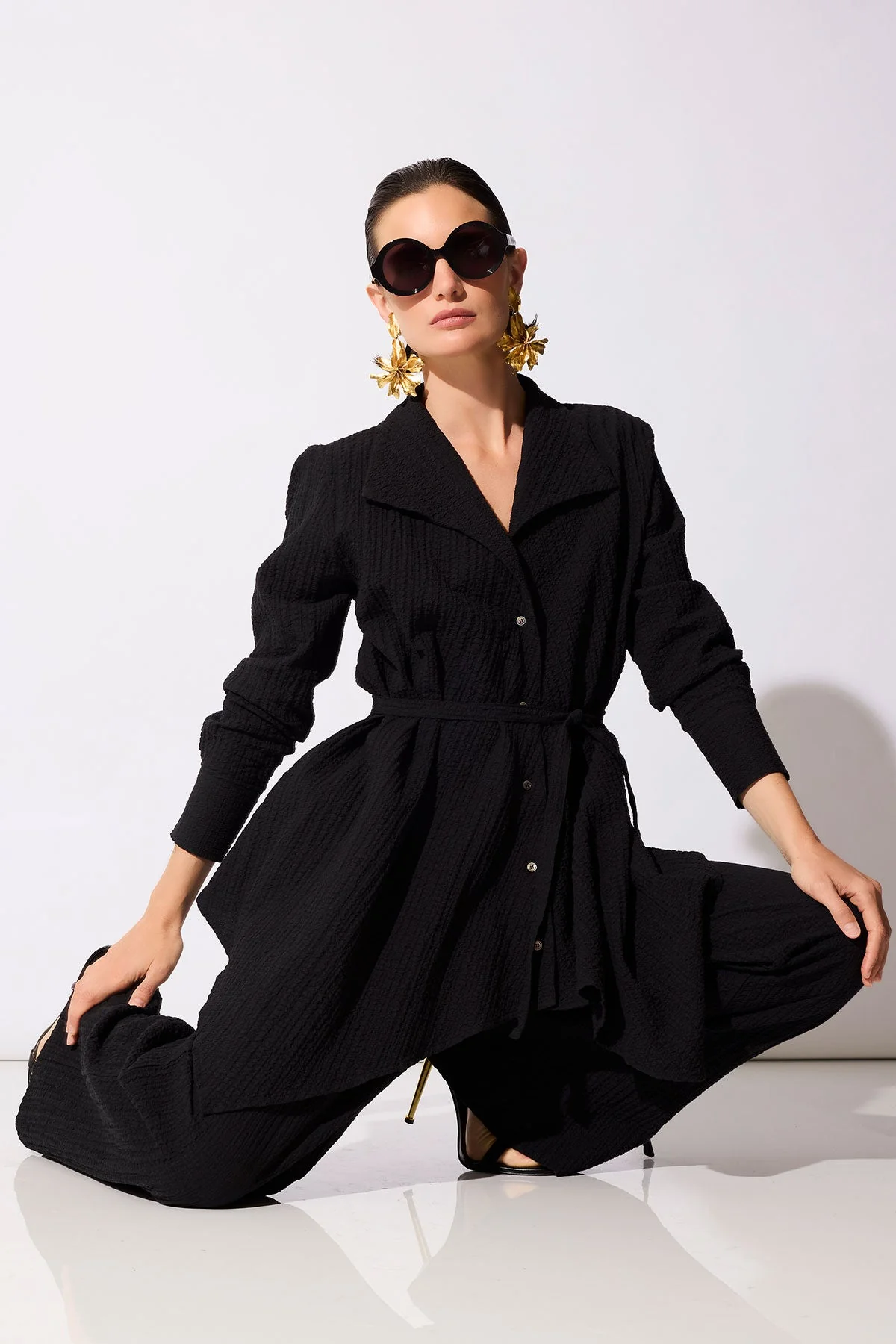 Matelassé Cotton Handkerchief Hem Shirt
