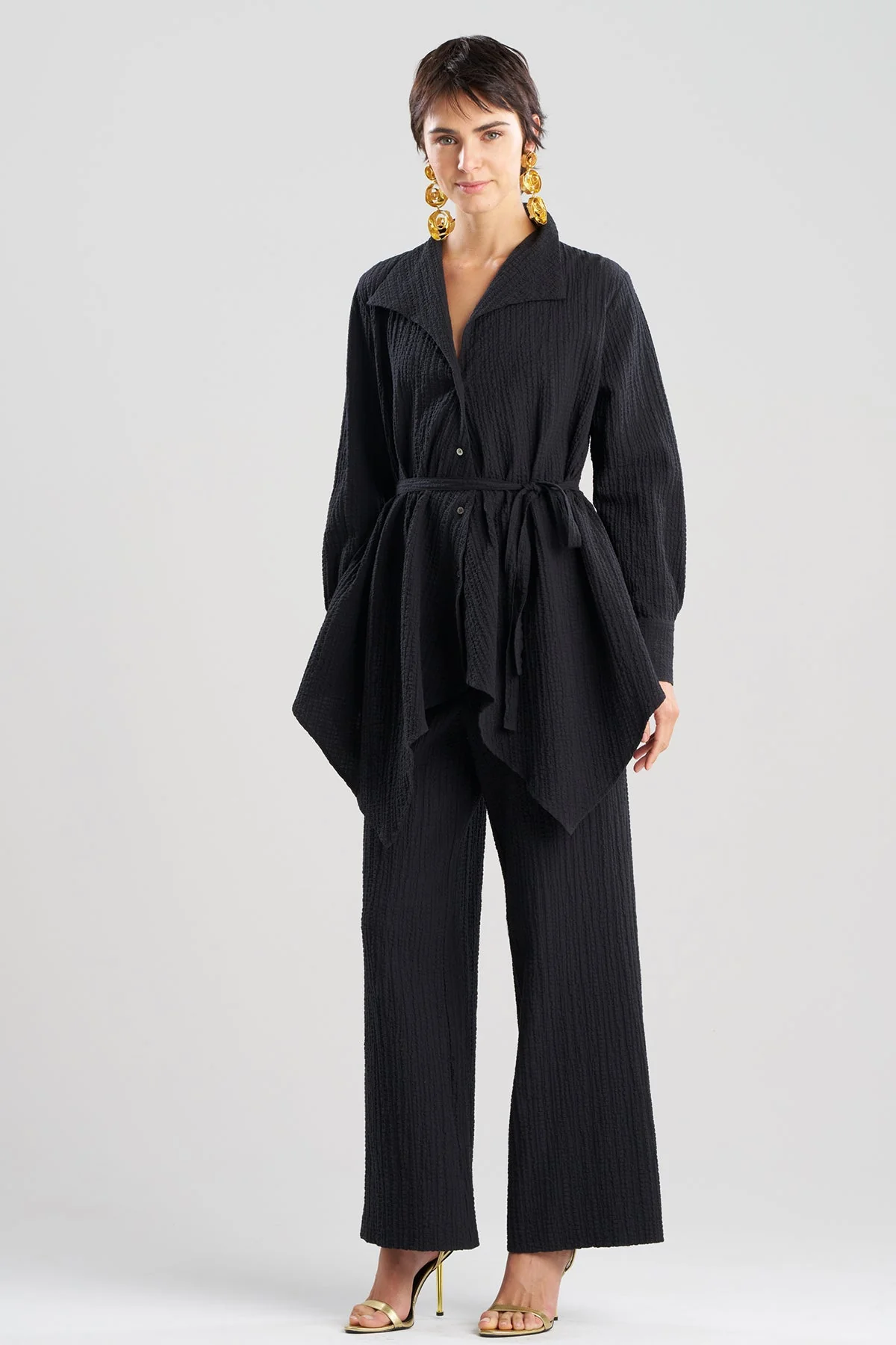 Matelassé Cotton Handkerchief Hem Shirt - Image 3
